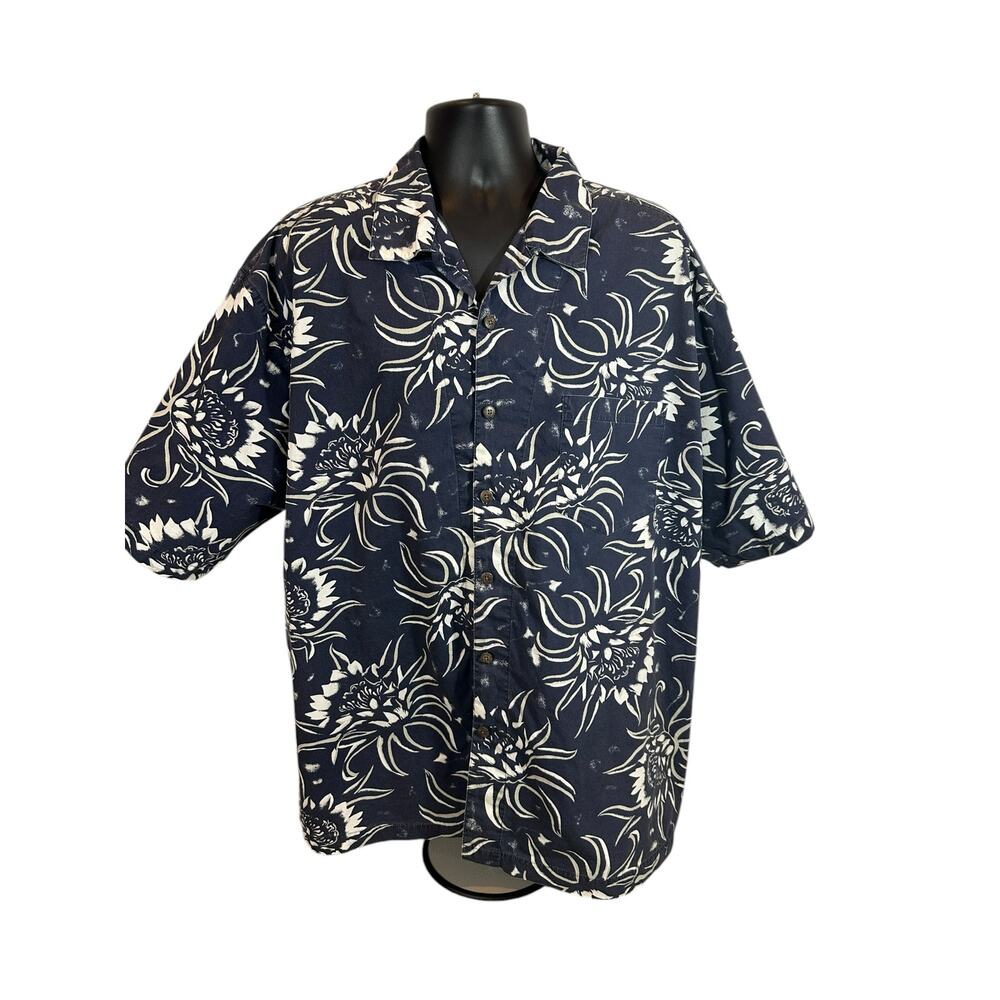 High Sierra Men’s Navy Blue Hawaiian Shirt, XXL, 100% Cotton